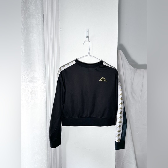 KAPPA 🦋 crop top long sleeve shirt • S • black and gold - Picture 4 of 9